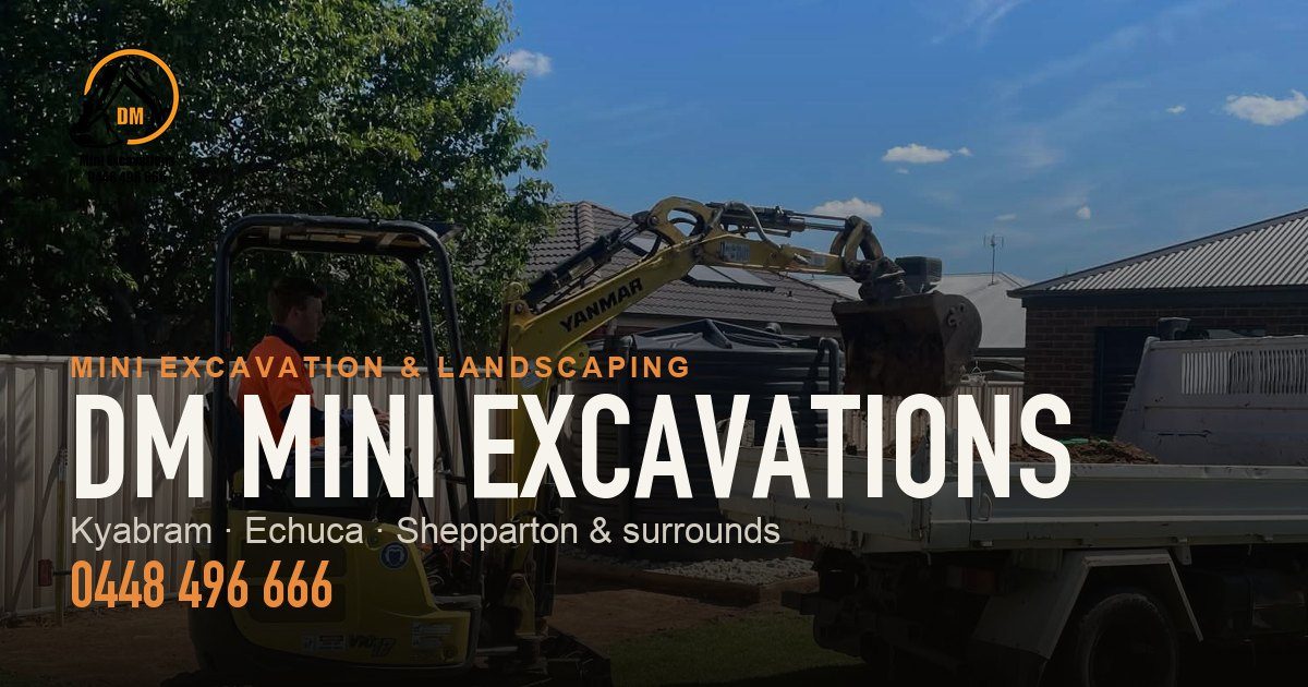 DM Mini Excavations website, hero reading Earth Moved Properly